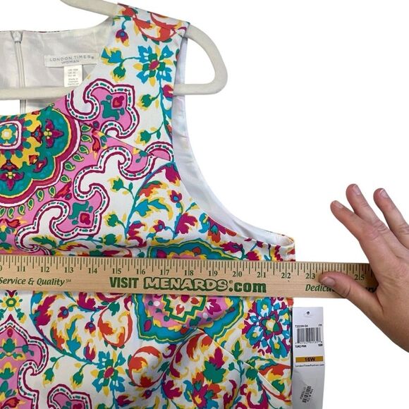 NWT 16w London Times Maggy London Multicolor Floral Mandala Tapestry Dress - Picture 8 of 12